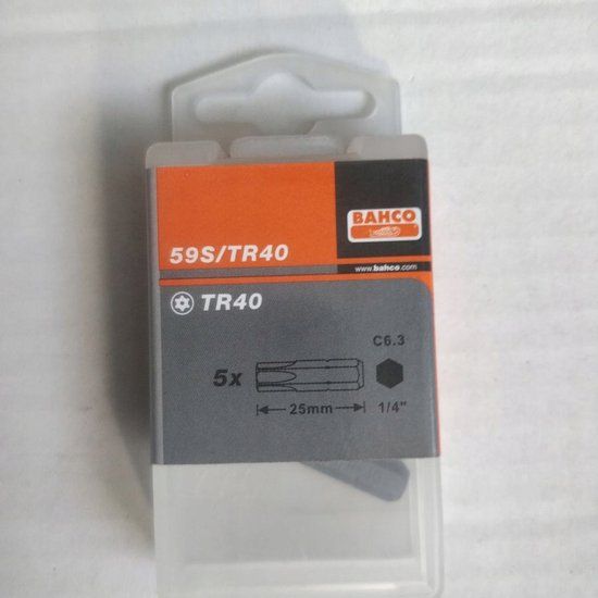 Bahco TR40 Torx Bits met Gat - 5 Stuks