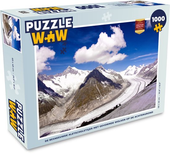 MuchoWow Puzzel De besneeuwde Aletschgletsjer met gevormde wolken - Legpuzzel - Puzzel 1000 stukjes volwassenen