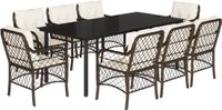 vidaXL 9-delige Tuinset met Kussens, Poly Rattan, Bruin