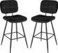 Markenlos Shenzhen Haorui Industrial Technology Co., Ltd. Barkrukken - Set Van 2 - Zwart - Met Rugleuning - Velvet - Metaal - 64 cm Zithoogte