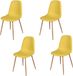 Urban Living OSLO Set van 4 Stoelen Mosterdgeel Stof Metalen Poten Houteffect