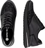 Remonte Minato-sneakers met veters en rits Zwart