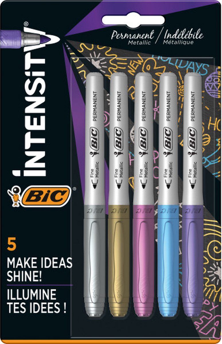 BIC Intensity Metallic Permanent Markers - 5 stuks - Verschillende kleuren