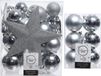 Decoris Kaemingk B.V. Kerstversiering kunststof kerstballen zilver 5-6-8 cm pakket van 45x stuks - Met kunststof ster piek van 19 cm