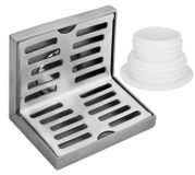 Omgoods - Bonde d'évacuation d'angle en forme de L - Bonde de sol latérale - Bonde horizontale - Acier inoxydable - 10 x 7,7 x 7,4 cm - Protection contre la corrosion - Drain de sol