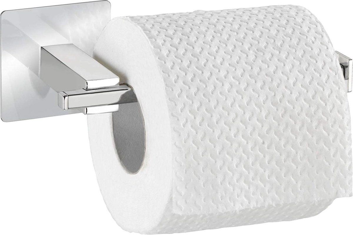 WENKO Quadro Turbo-Loc Toiletrolhouder - 16,5 cm - Rvs Zilver