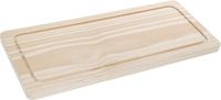 Cm plancha pour baguette/steak - extra long - bois naturel - avec gouttière à jus - 50 x 22 x 2 cm