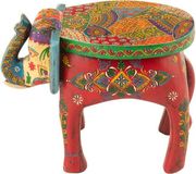 J-Line Olifant Delhi kruk - Hout - Mix