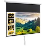 HOMCOM projectiescherm 80 inch, scherm videoprojector, voor thuisbioscoop 16:9 4K HD, wand- of plafondmontage, 187x8 x cm, Wit
