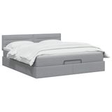 vidaXL Ottomaanse Bed met Matras en LED Lichtgrijs 140 x 200 cm Stof
