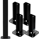 KOTARBAU® 4 Stuks Paalhouder, Poedergecoat Staal, Paalvoet, 60 x 40 mm, om te Schroeven, Zwart, Paalsteun, Weerbestendig