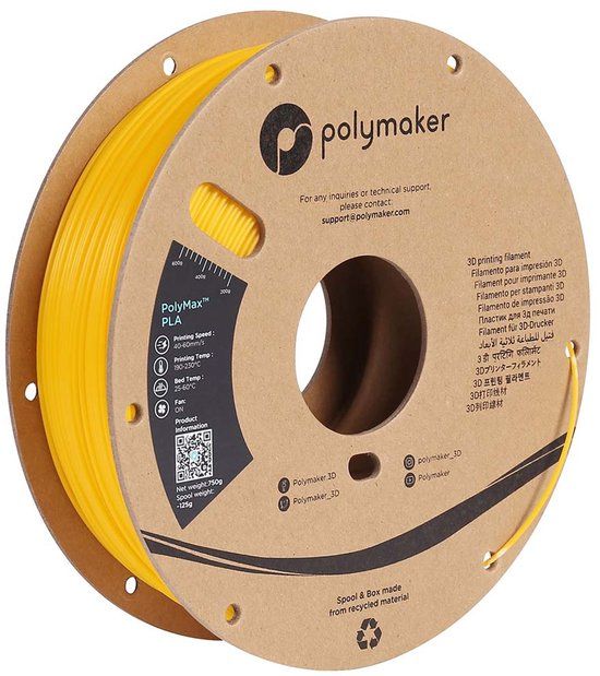 Polymaker PolyMAX Tough Filament PLA kunststof Hoge stijfheid, Hoge treksterkte, Slagvast 1.75 mm 750 g Geel