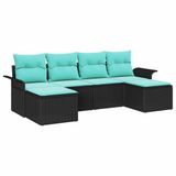 vidaXL - Tuinbank - Set - 6 - st - Zwart - Poly - rattan