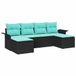 vidaXL - Banc de jardin - Set - 6 - pièces - Noir - Poly - rotin