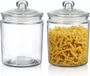 Biscotti Glass 1.8L Airtight Storage Jars, Large, with Lid, Set of 2 Storage Containers, Glass for Food Storage, Cookies, Pasta, Muesli