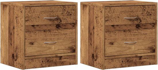 vidaXL Nachtkastjes - Set van 2 - Bewerkt Hout - Oud Houtkleurig - 40x30x40 cm