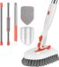 Sans marque Laveuse de sol - 3-en-1 avec manche réglable de 52 pouces - 3 têtes de brosse interchangeables - Pour salle de bain, cuisine et carrelage - 1 pièce