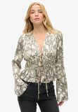 Superdry - Geweven top met plooien en 70s mouwen - Dames - Tops