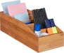 Relaxdays bamboe organizer, 6 vakken, universeel, voor kantoor, badkamer of keuken, HxBxD: 10 x 14 x 35 cm, natuur
