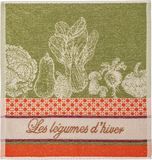 Coucke Badstof keukenhanddoek van puur katoenen jacquard, Légumes d'Hiver, Groen