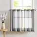 Goodivery Vitrage met oogjes, transparant, bistrogadine, landhuis, strepen, voile, keukengordijn, gestreept, keukengordijnen, paar, voor badkamer, klein raamdecoratie, 90 x 60 cm (b x h), grijs