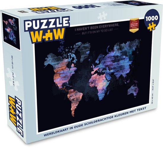 MuchoWow Puzzel Wereldkaart - Verf - Vintage - Legpuzzel - Puzzel 1000 stukjes volwassenen