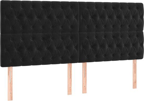 vidaXL Hoofdbord Zwart 200x7x118/128 cm Fluweel