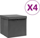 vidaXL Opbergboxen met deksel 4 st 28x28x28 cm zwart