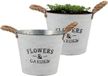 DK Design Pot de fleurs/pot de fleurs seau Jardin - 2x - zinc - blanc - D23 x H18 cm