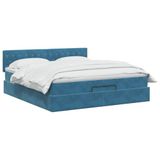 vidaXL Ottoman Bed with Mattress Dark Blue 160 x 200 cm Velvet