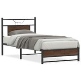 vidaXL Bedframe Metaal Bruin Eiken 75x190 cm