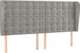 vidaXL Hoofdbord met randen 183x23x118/128 cm fluweel lichtgrijs