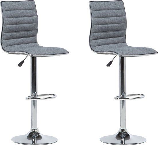 Beliani LUCERNE - Barkruk - Grijs - Set van 2 - Verstelbaar - Design