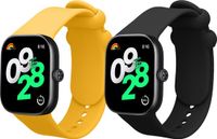 kwmobile 2x horlogebandjes geschikt voor Xiaomi Redmi Watch 4 / Watch 5 / Watch 5 eSIM bandje - Smartwatch bandjes van TPU - Activity tracker horloge band in zwart / geel
