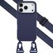 Selencia Coque - Coque en silicone avec cordon détachable - Convient pour Apple iPhone 17 Pro Max - Bleu foncé
