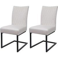 HWC Set van 2 sledestoelen HWC-L15, bezoekersstoel conferentiestoel, fluweel gepoedercoat staal ~ crème-beige