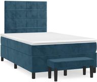 vidaXL Boxspring met matras fluweel donkerblauw 120x190 cm