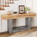 Wabi-sabi Console 160cm deux tons - Bois clair et gris table de chevet ou d'entrée avec double étagère et cadre en U