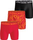Björn Borg Sports Microfiber boxers - microfiber heren boxers lange pijpen (3-pack) - zwart - print - rood