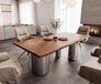 DELIFE Table à manger Edge 200x100 acacia marron Troa acier inoxydable brossé Live-Edge