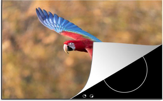 KitchenYeah® Inductie beschermer 77x51 cm - Gekleurde papegaai met gespreide vleugels - Inductie beschermer