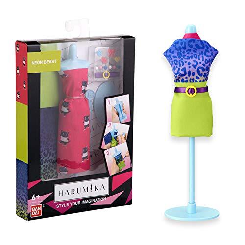 Bandai 40412 Harumika Fashion Design voor Kids-Craft Uw eigen Catwalk looks met deze creatieve Kit-Single Torso Set 'Neon Beast' stijl bevat herbruikbare mannequin, stof en accessoires