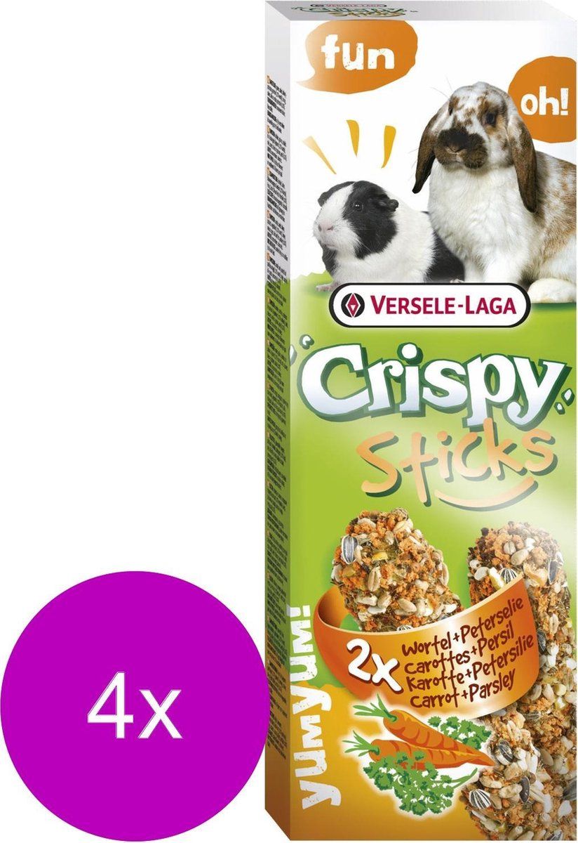 VERSELE-LAGA Crispy Sticks Konijn&Cavia - Konijnensnack - 4 x Wortel