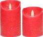 Anna's Collection LED kaarsen/stompkaarsen - set 2x - rood - H10 en H12,5 cm - bewegende vlam
