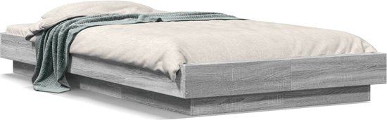 vidaXL Bedframe met LED-verlichting Grijs sonoma 75x190 cm Spaanplaat