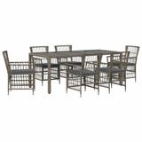 vidaXL Bartafel Set 2 Zitplaatsen Grijs Polyrattan