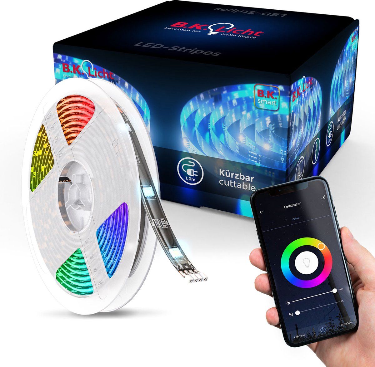 B.K.Licht Smart WiFi LED Strip - 2 meter - USB - RGB - App - Zwart