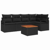 vidaXL - Tuinbank - Set - 6 - st - Zwart - poly - rattan