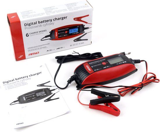 Digitale acculader 6V/12V - 2A/4A - Geschikt voor auto, motor, bromfiets en boot