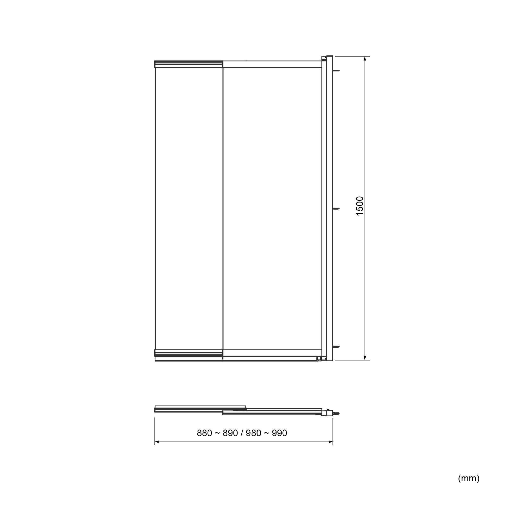 Luca Varess Vetras enkele badwand 50cm helder glas mat zwart profiel